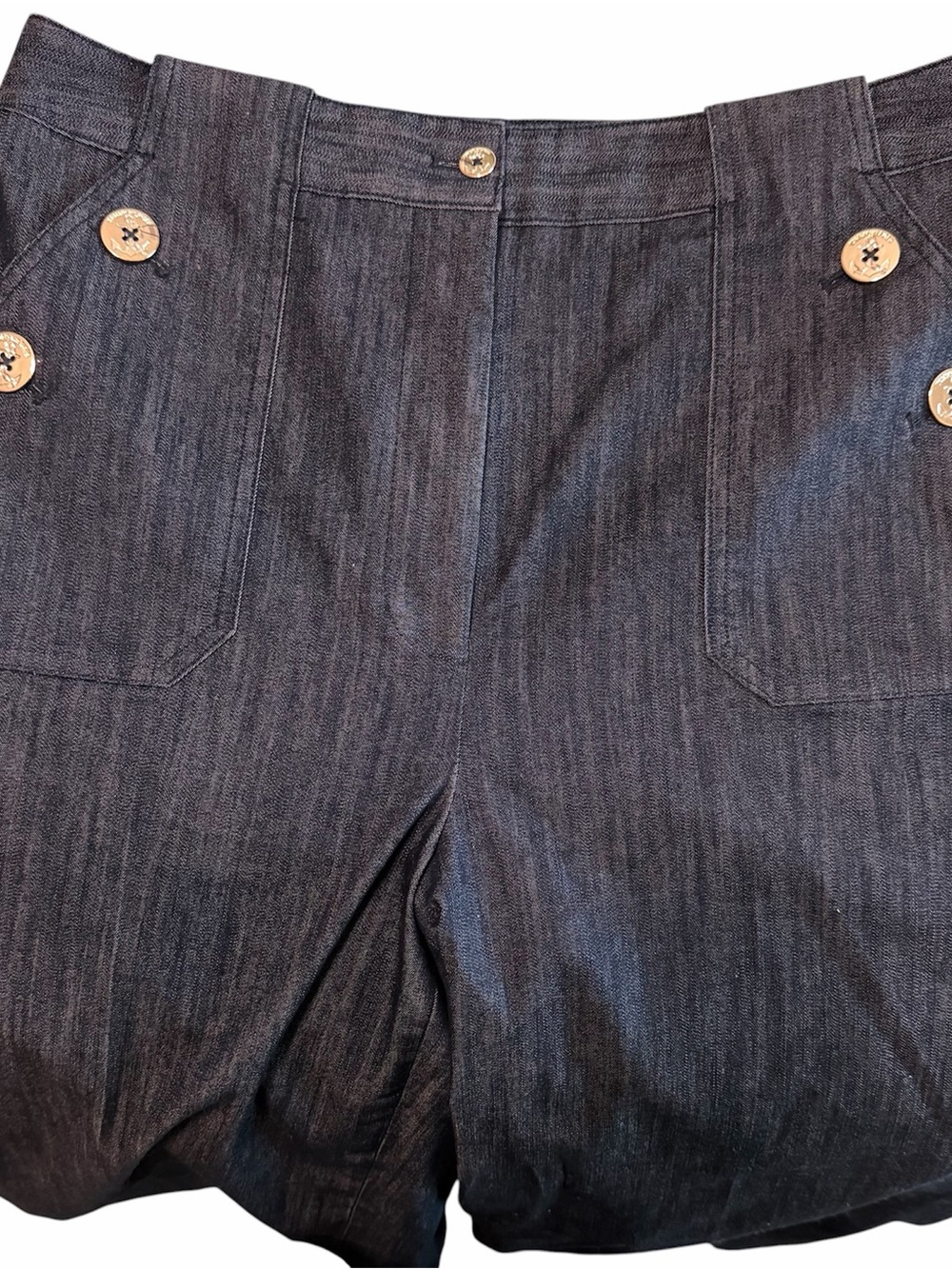 Tommy Hilfiger High-Rise Dark Blue Denim Jeans with Button Accents
